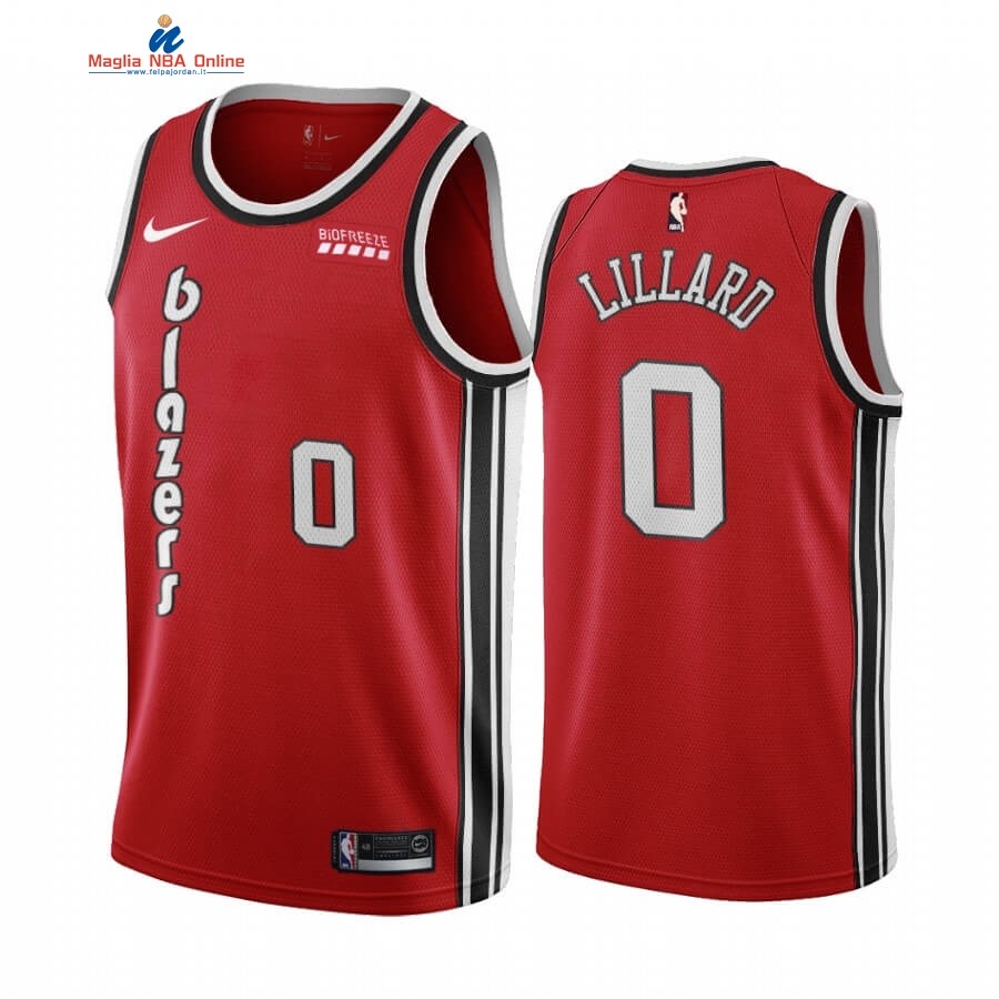 Maglia NBA Nike Portland Trail Blazers #0 Damian Lillard Rosso Classics Edition 2019-20 Acquista