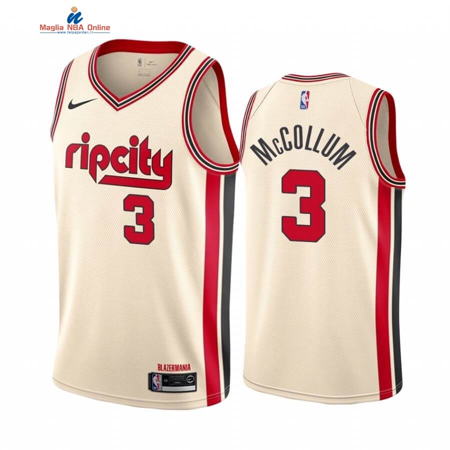 Maglia NBA Nike Portland Trail Blazers #3 C.J. McCollum Nike Crema Città 2019-20 Acquista