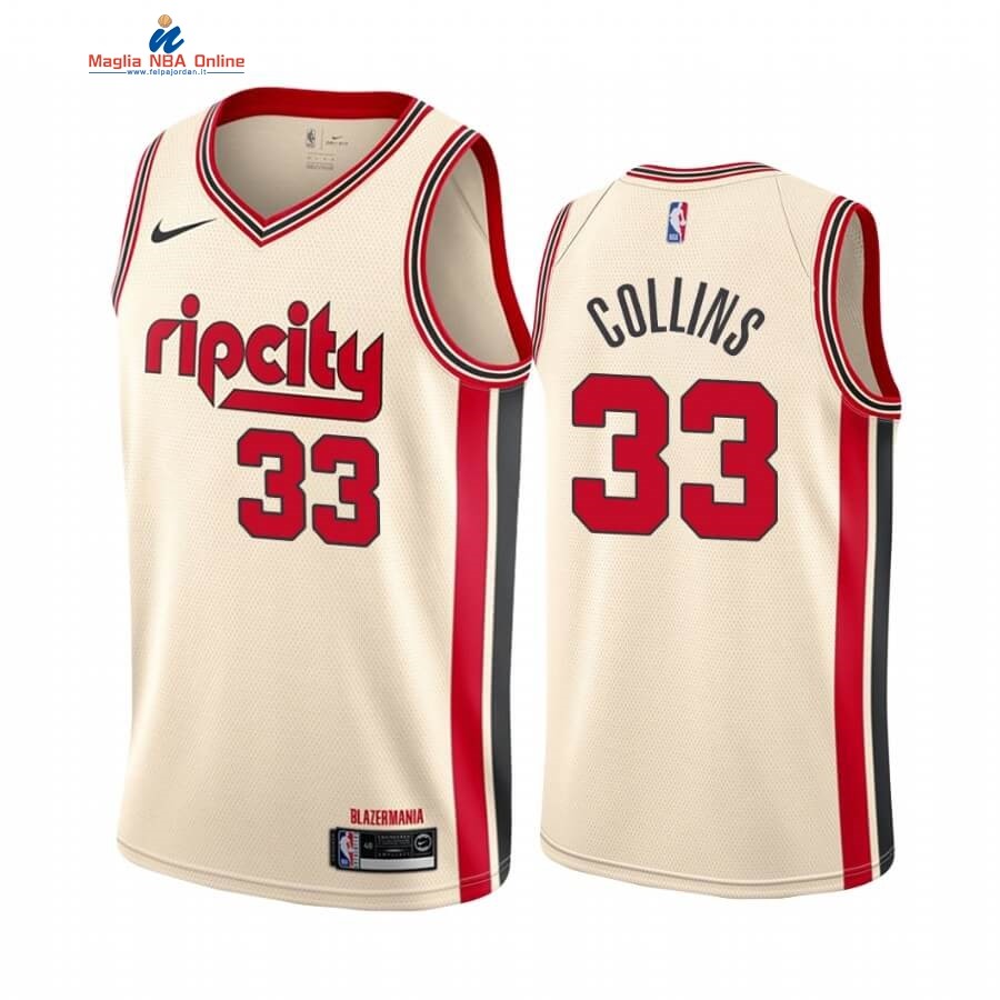 Maglia NBA Nike Portland Trail Blazers #33 Zach Collins Nike Crema Città 2019-20 Acquista