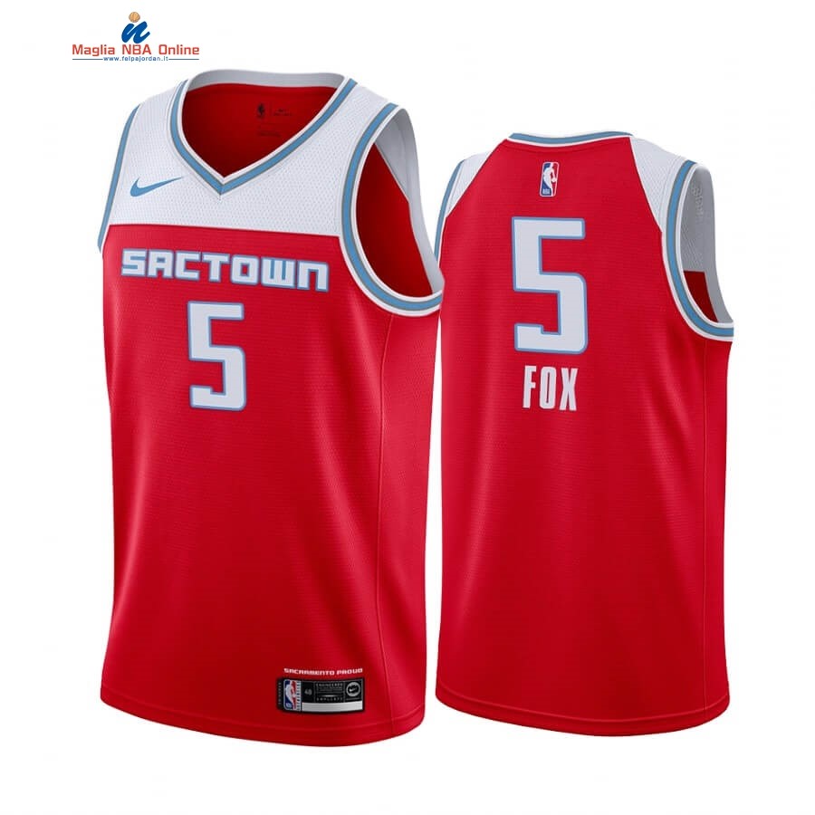 Maglia NBA Nike Sacramento Kings #5 De'Aaron Fox Nike Rosso Città 2019-20 Acquista