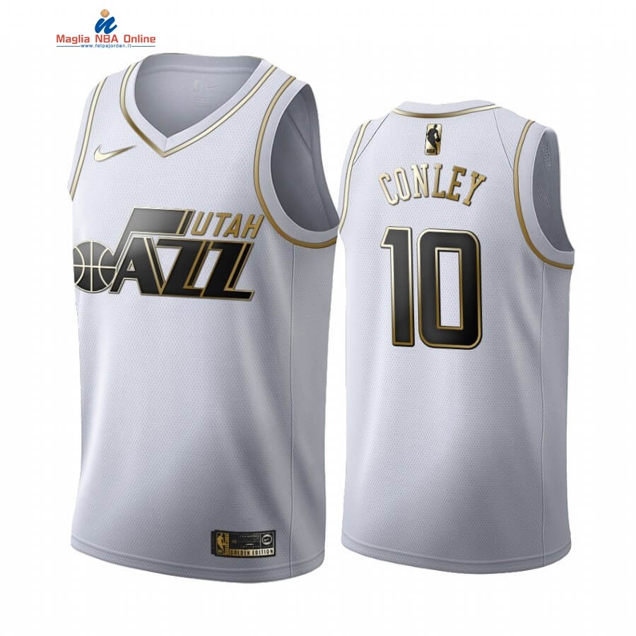 Maglia NBA Nike Utah Jazz #10 Mike Conley Bianco Oro 2019-20 Acquista