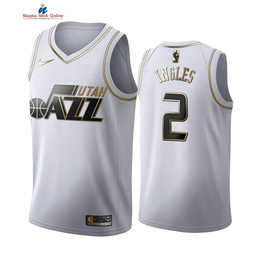 Maglia NBA Nike Utah Jazz #2 Joe Ingles Bianco Oro 2019-20 Acquista