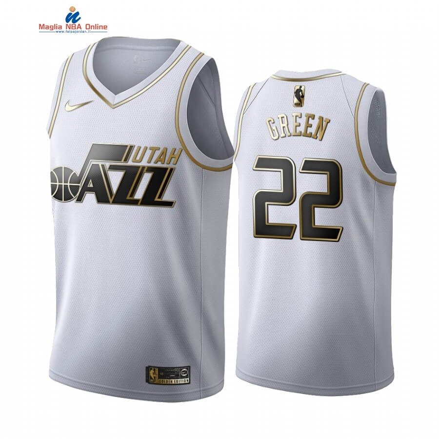 Maglia NBA Nike Utah Jazz #22 Jeff Green Bianco Oro 2019-20 Acquista