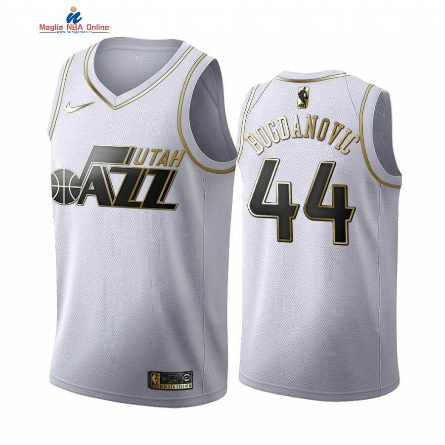 Maglia NBA Nike Utah Jazz #44 Bojan Bogdanovic Bianco Oro 2019-20 Acquista