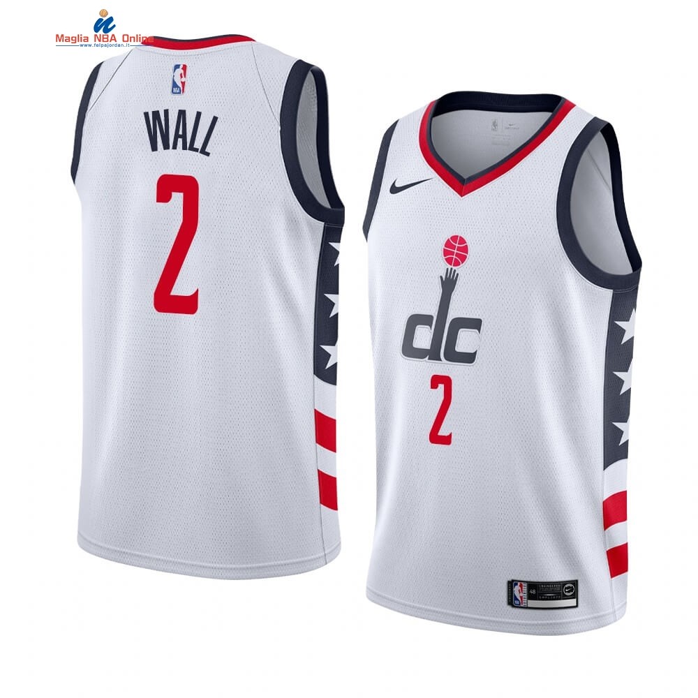 Maglia NBA Nike Washington Wizards #2 John Wall Nike Bianco Città 2019-20 Acquista