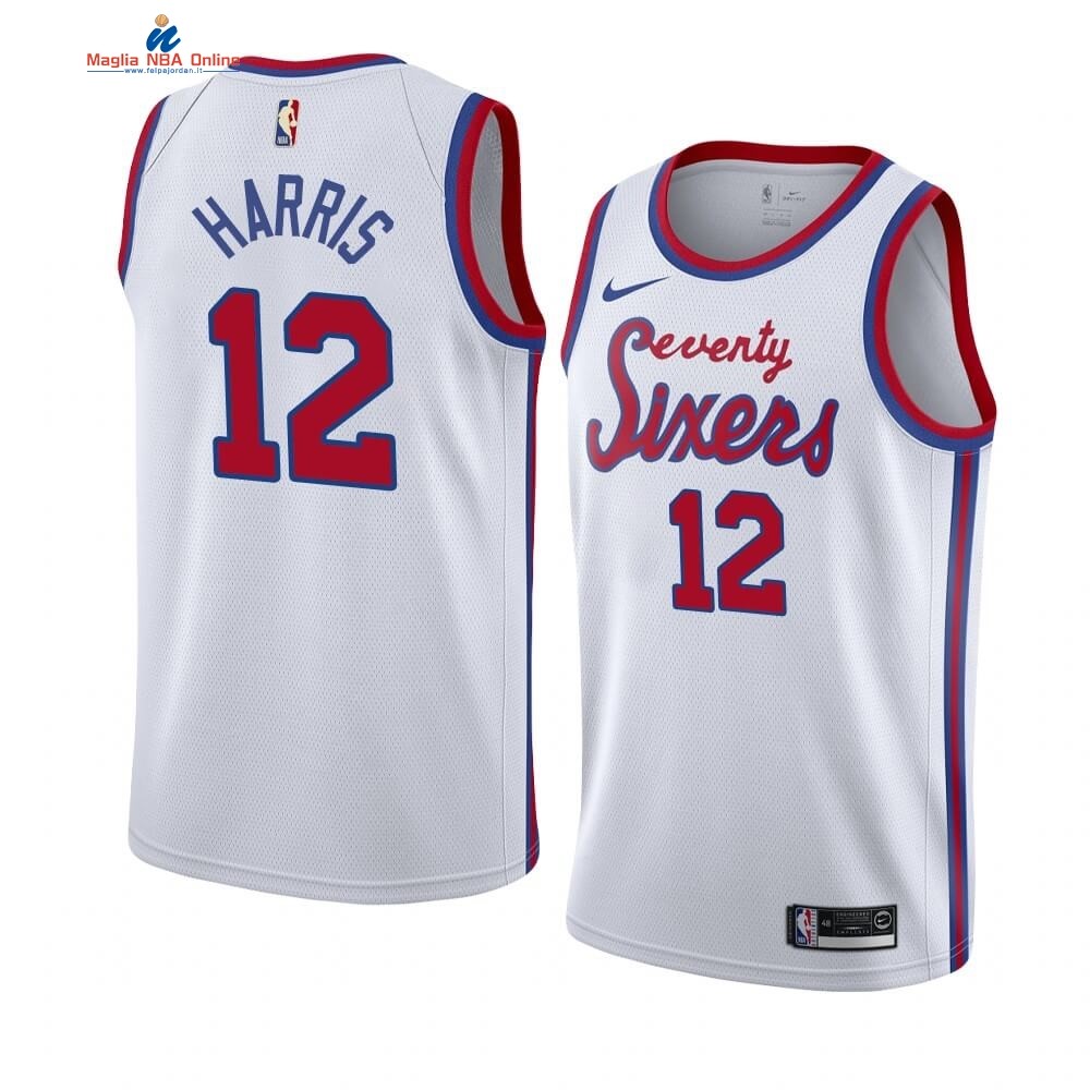 Maglia NBA Philadelphia Sixers #12 Tobias Harris Bianco Hardwood Classics Acquista