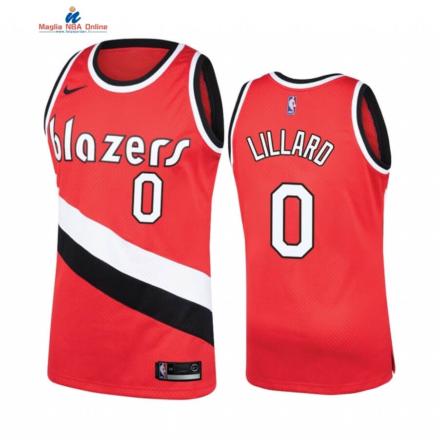 Maglia NBA Portland Trail Blazers #0 Damian Lillard Rosso Hardwood Classics Acquista