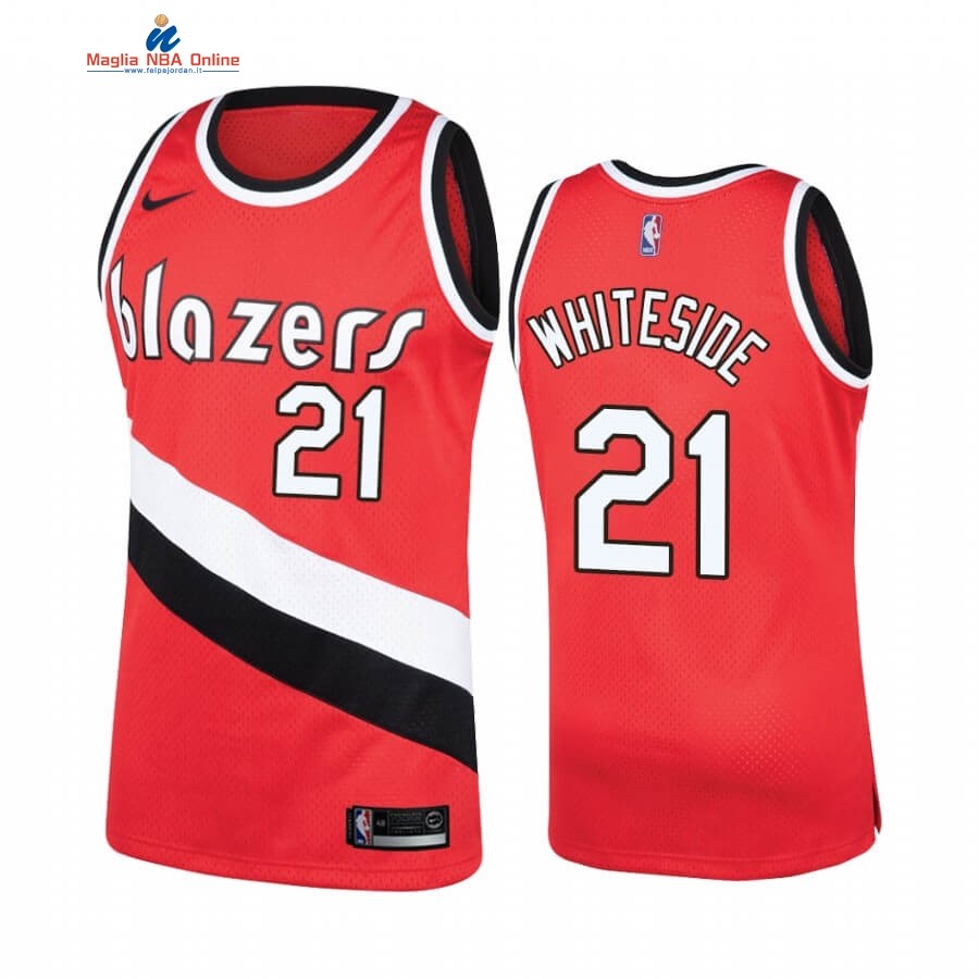 Maglia NBA Portland Trail Blazers #21 Hassan Whiteside Rosso Hardwood Classics Acquista