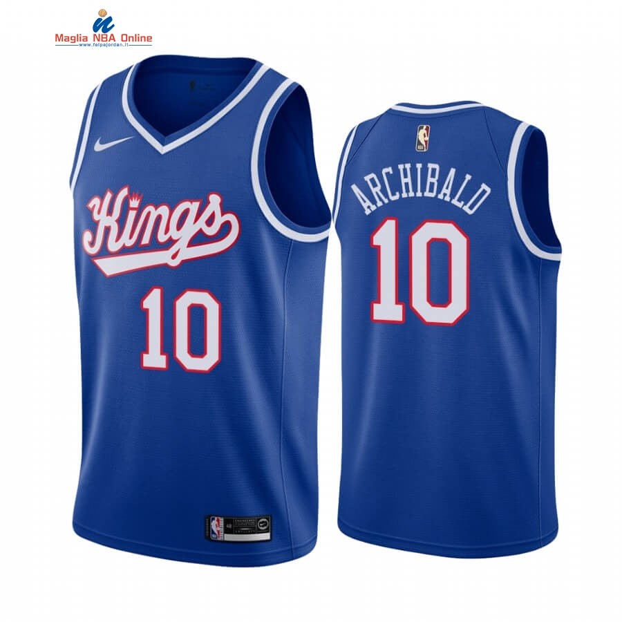 Maglia NBA Sacramento Kings #10 Nate Archibald Blu Throwback Acquista