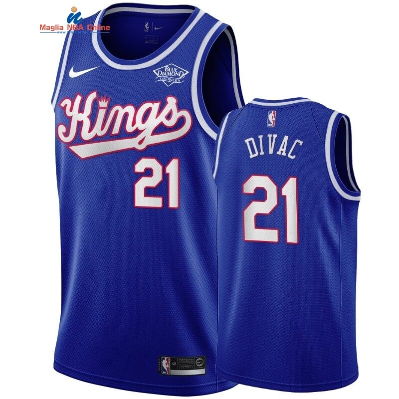 Maglia NBA Sacramento Kings #21 Vlade Divac Blu Throwback Acquista