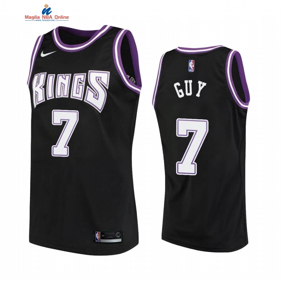 Maglia NBA Sacramento Kings #7 Kyle Guy Nero Hardwood Classics 2019-20 Acquista