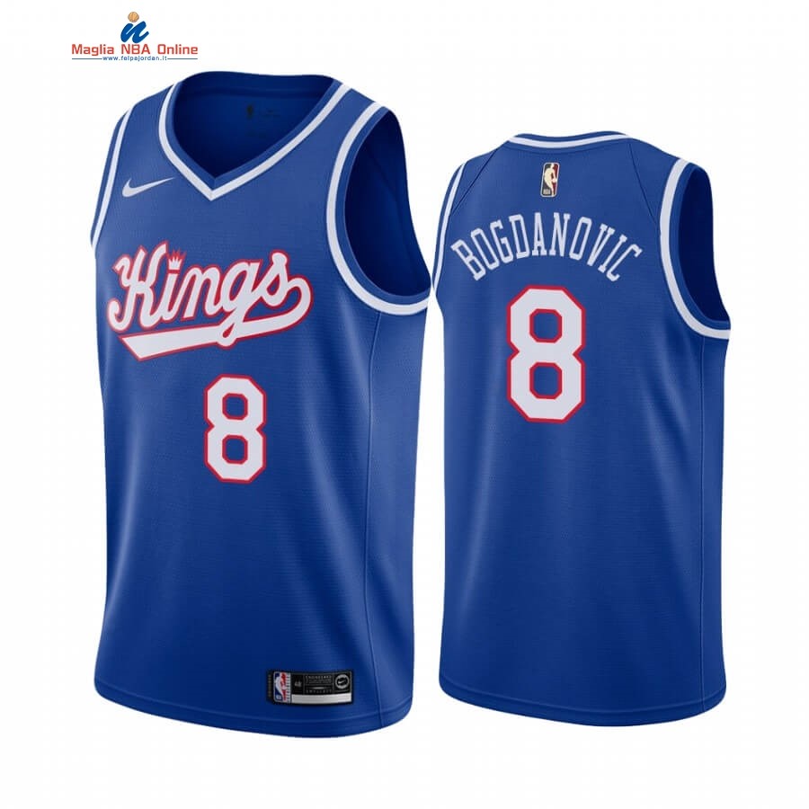 Maglia NBA Sacramento Kings #8 Bogdan Bogdanovic Blu Throwback Acquista