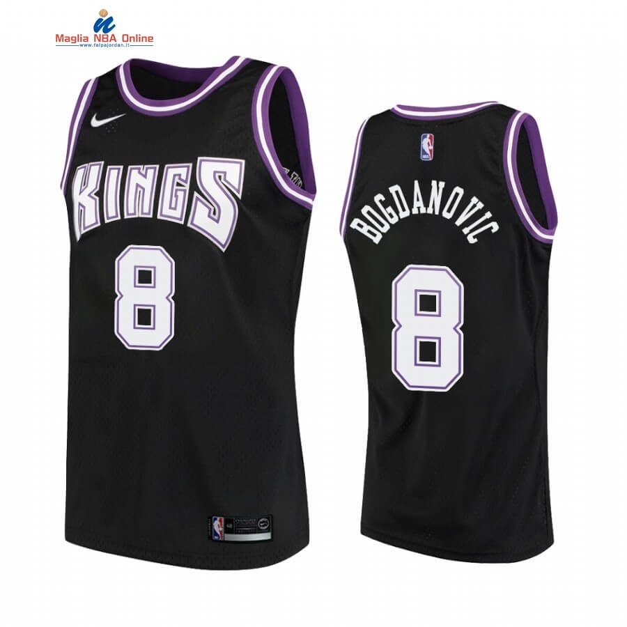 Maglia NBA Sacramento Kings #8 Bogdan Bogdanovic Nero Hardwood Classics 2019-20 Acquista