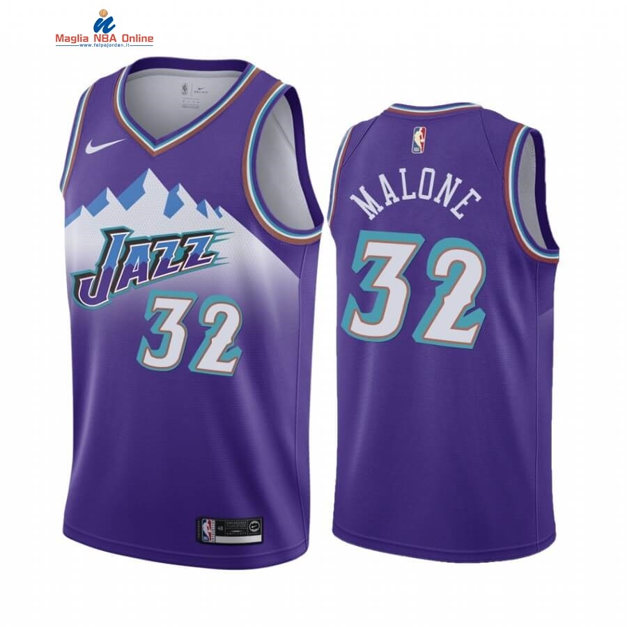 Maglia NBA Utah Jazz #32 Karl Malone Porporal Hardwood Classics 2019-20 Acquista