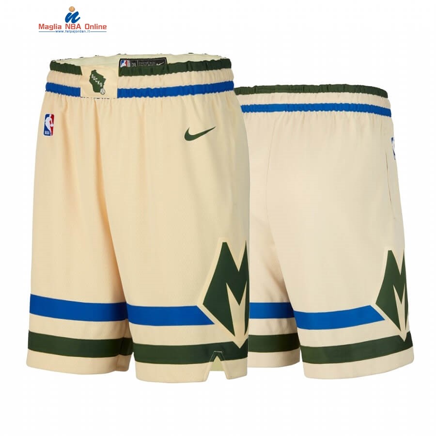 Pantaloni Basket Milwaukee Bucks Nike Crema Città 2019-20 Acquista