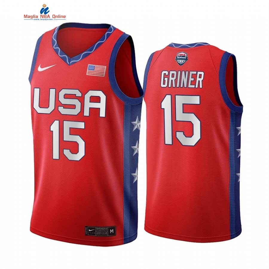 Maglia 2020 Olimpiadi Tokyo USMNT #15 Brittney Griner Rosso Acquista