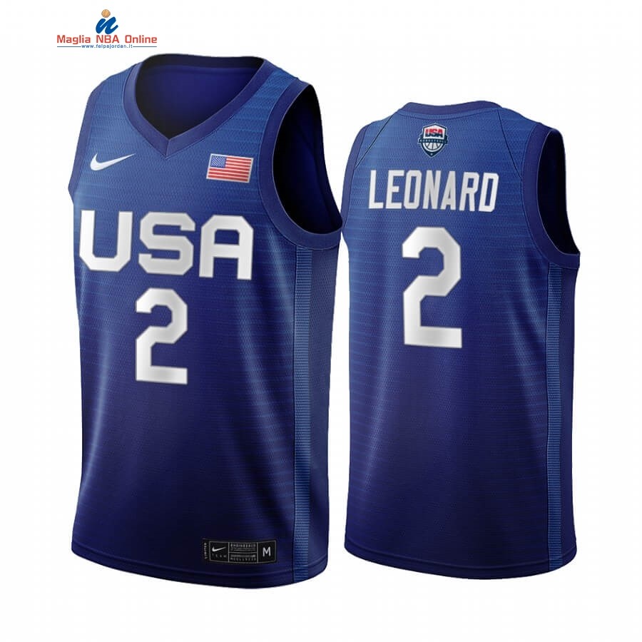 Maglia 2020 Olimpiadi Tokyo USMNT #2 Kawhi Leonard Blu Acquista