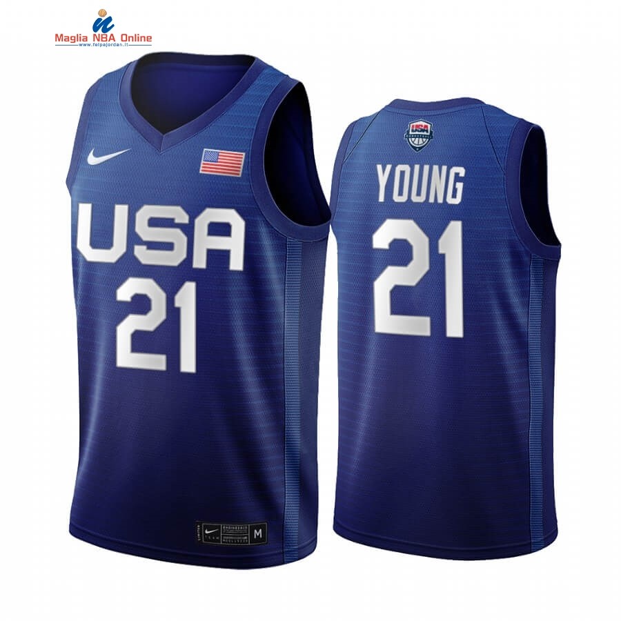 Maglia 2020 Olimpiadi Tokyo USMNT #21 Thaddeus Young Blu Acquista
