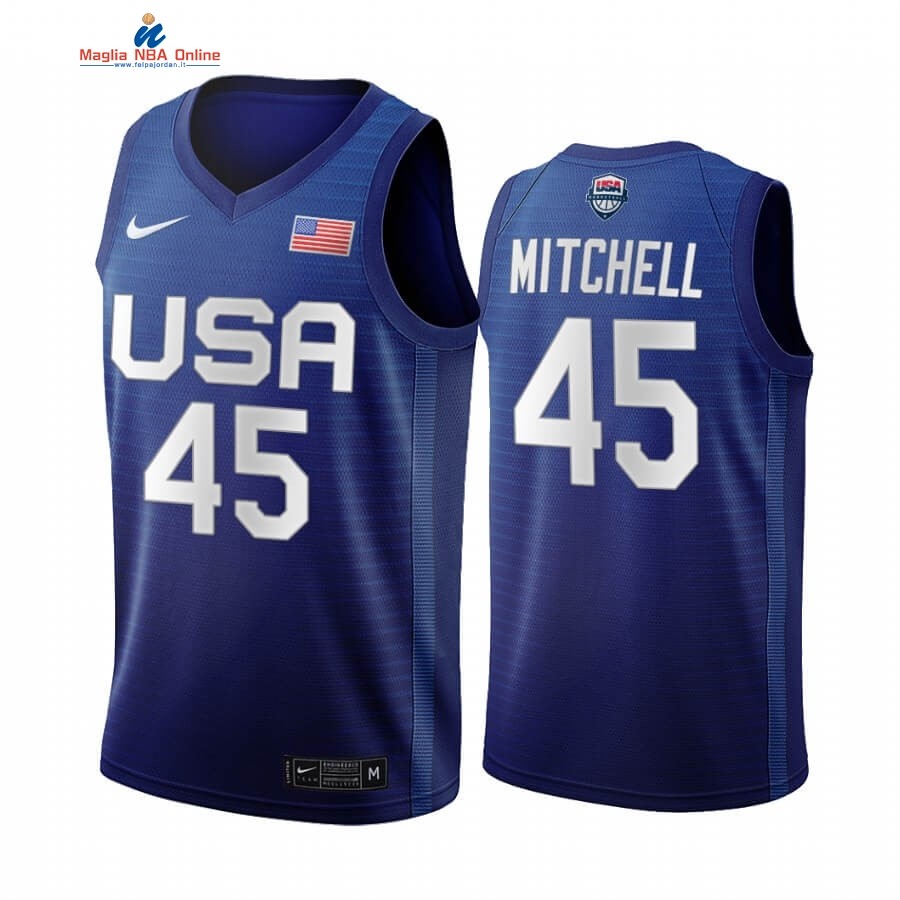 Maglia 2020 Olimpiadi Tokyo USMNT #45 Donovan Mitchell Blu Acquista