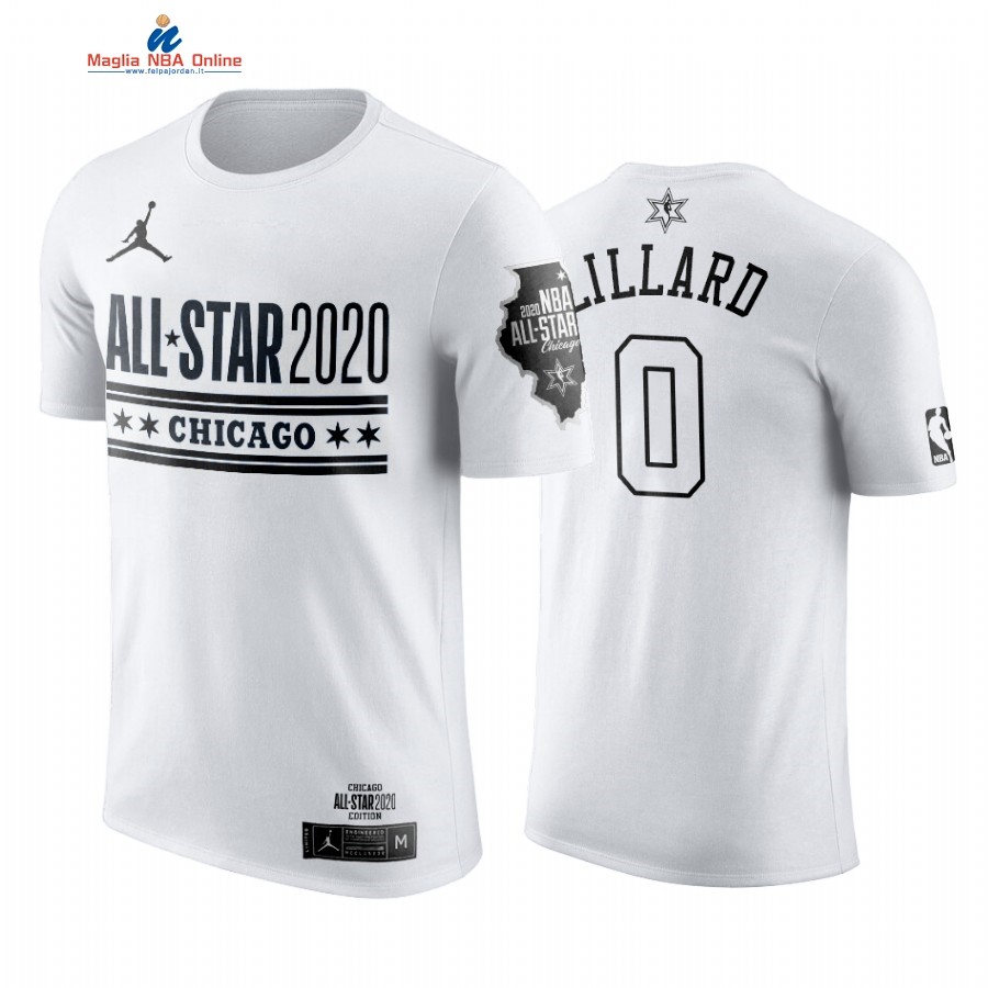 Maglia NBA 2019 All Star Manica Corta #0 Damian Lillard Bianco Acquista