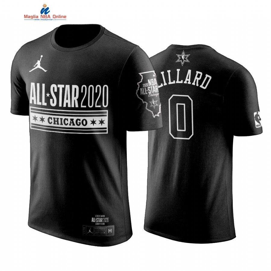 Maglia NBA 2019 All Star Manica Corta #0 Damian Lillard Nero Acquista