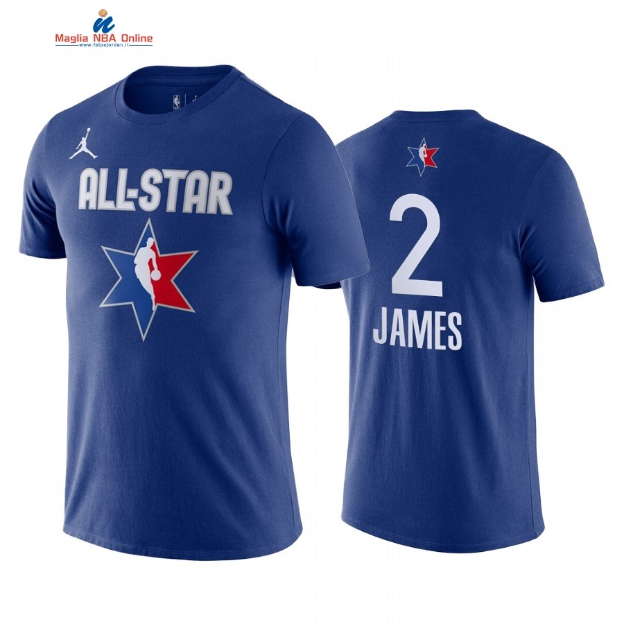 Maglia NBA 2019 All Star Manica Corta #2 Lebron James Blu Acquista