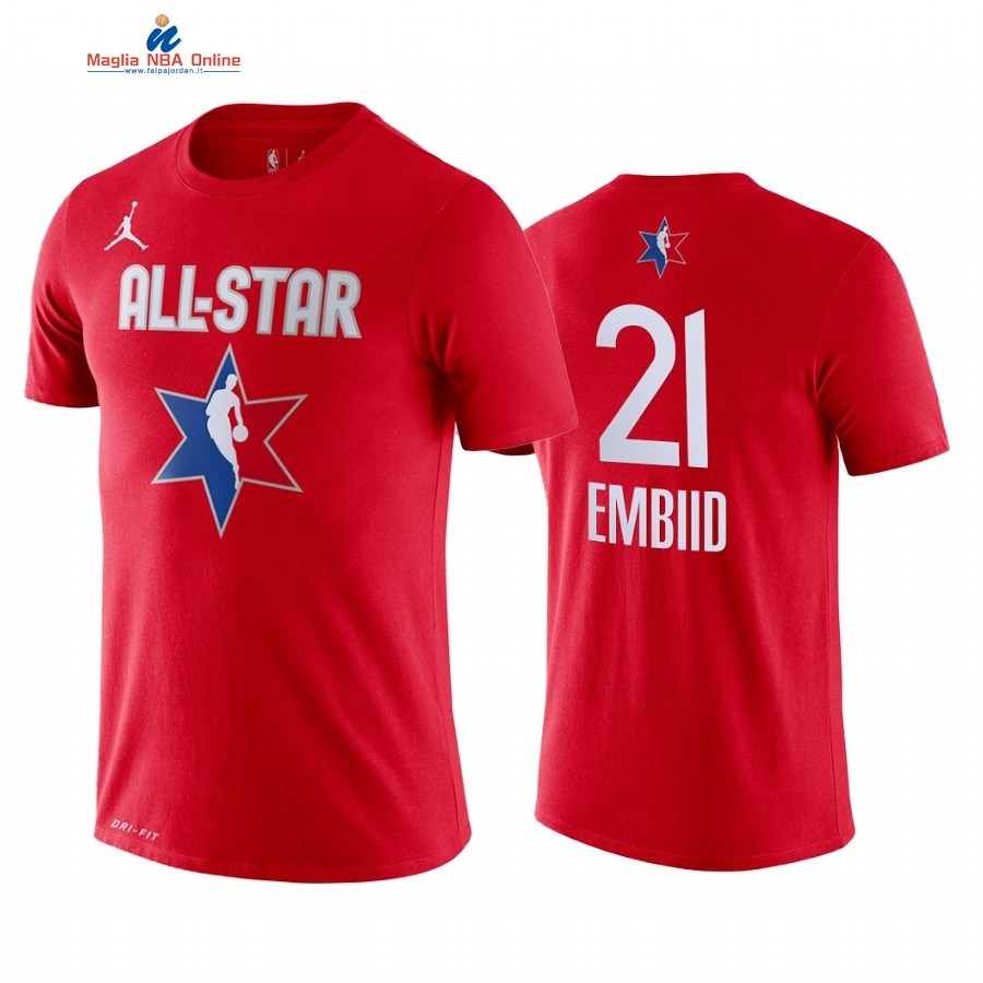Maglia NBA 2019 All Star Manica Corta #21 Joel Embiid Rosso Acquista