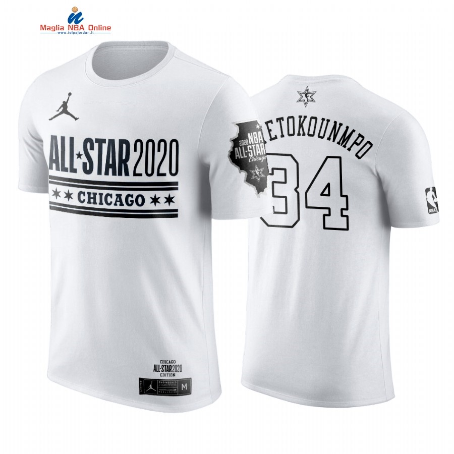 Maglia NBA 2019 All Star Manica Corta #34 Giannis Antetpkounmpo Bianco Acquista