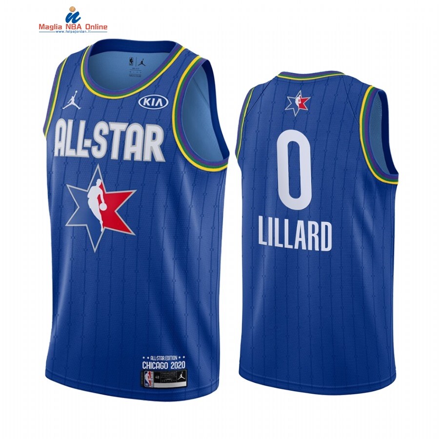 Maglia NBA 2020 All Star #0 Damian Lillard Blu Acquista