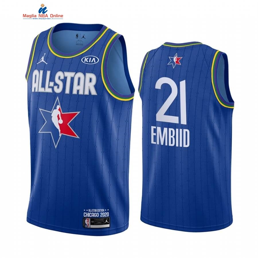 Maglia NBA 2020 All Star #21 Joel Embiid Blu Acquista