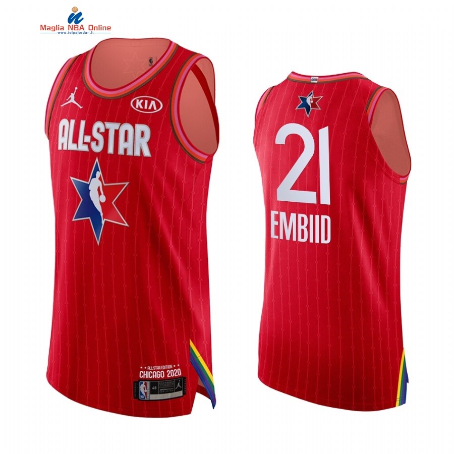 Maglia NBA 2020 All Star #21 Joel Embiid Rosso Acquista