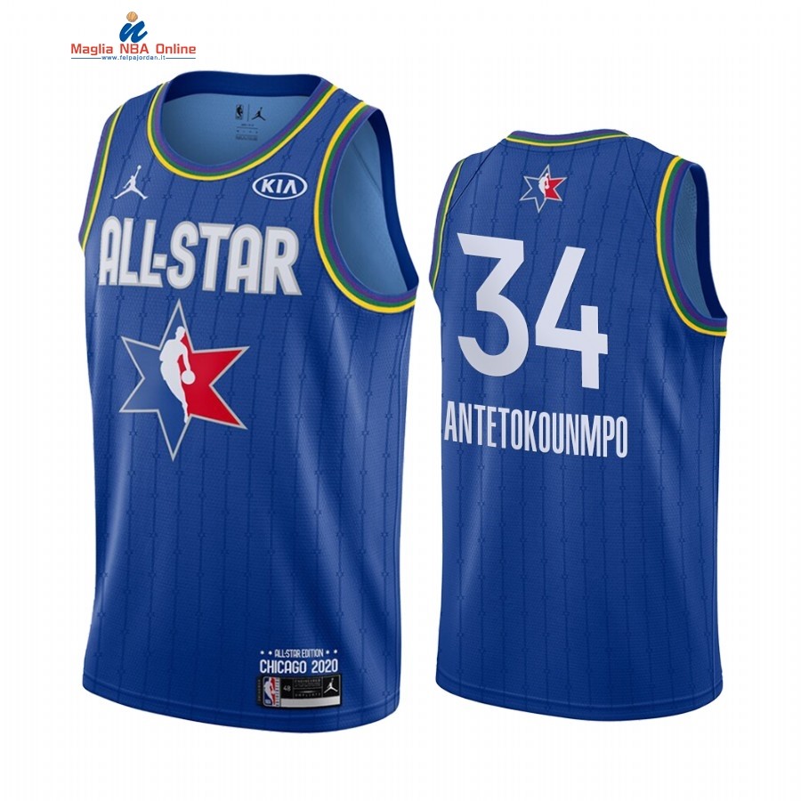 Maglia NBA 2020 All Star #34 Giannis Antetokounmpo Blu Acquista