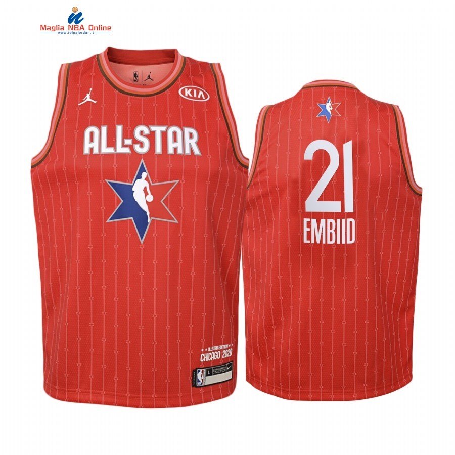 Maglia NBA Bambino 2020 All Star #21 Joel Embiid Rosso Acquista