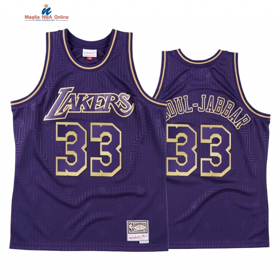 Maglia NBA CNY Throwback Los Angeles Lakers #33 Kareem Abdul Jabbar Porpora 2020 Acquista