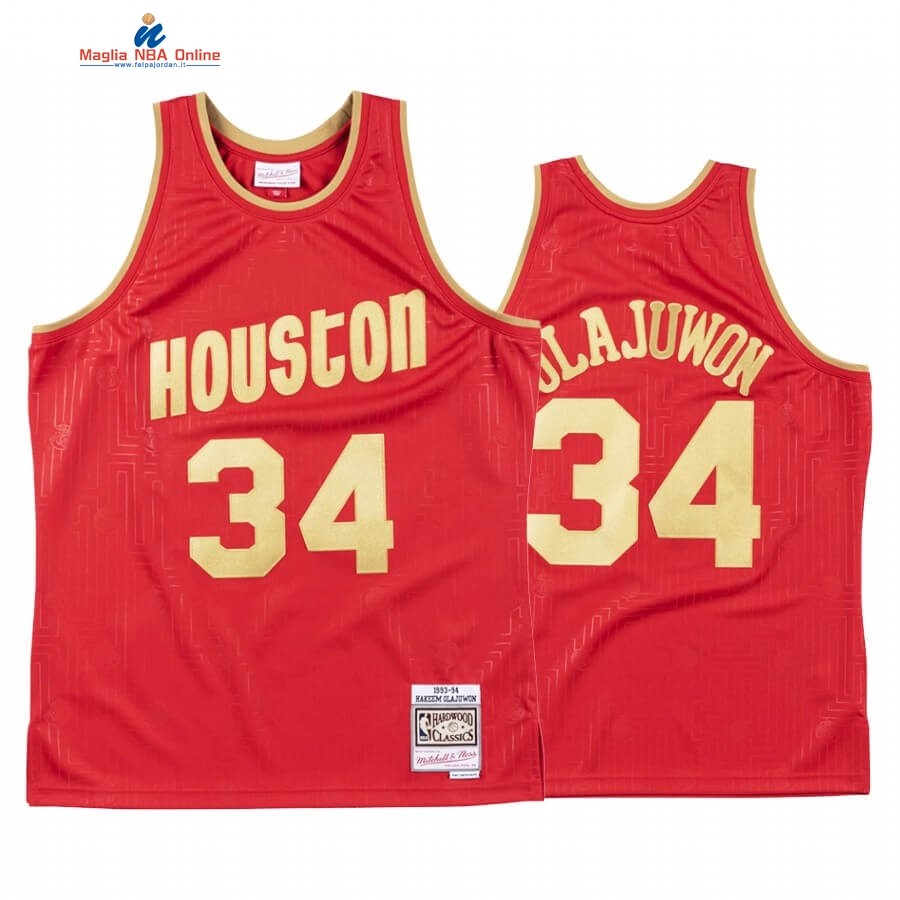 Maglia NBA CNY Throwback Huston Rockets #34 Hakeem Olajuwon Rosso 2020 Acquista