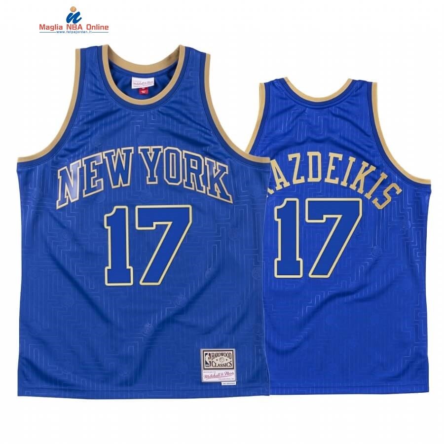 Maglia NBA CNY Throwback New York Knicks #17 Ignas Brazdeikis Blu 2020 Acquista