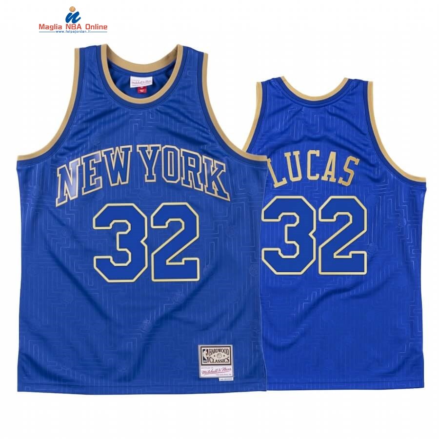 Maglia NBA CNY Throwback New York Knicks #32 Jerry Lucas Bradley Blu 2020 Acquista