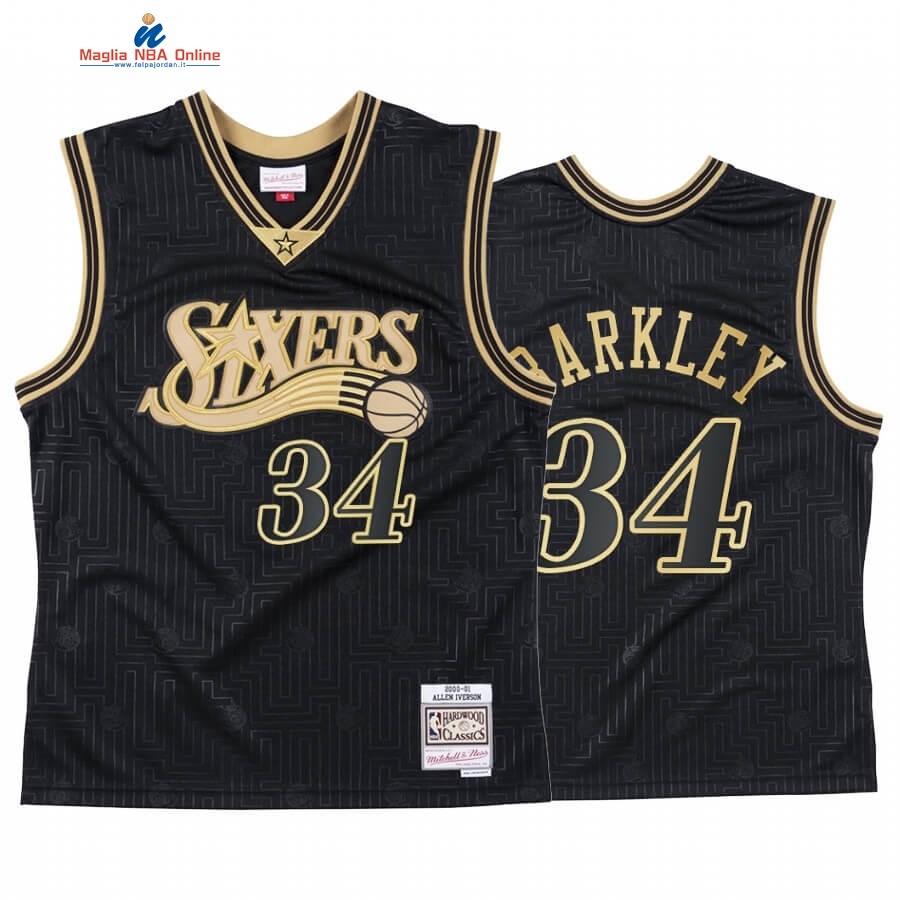 Maglia NBA CNY Throwback Philadelphia 76ers #34 Charles Barkley Nero 2020 Acquista