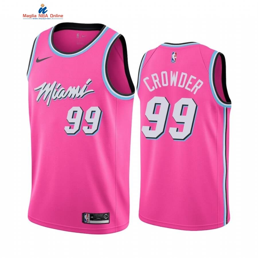 Maglia NBA Earned Edition Miami Heat #99 Jae Crowder Rosa 2019-20 Acquista