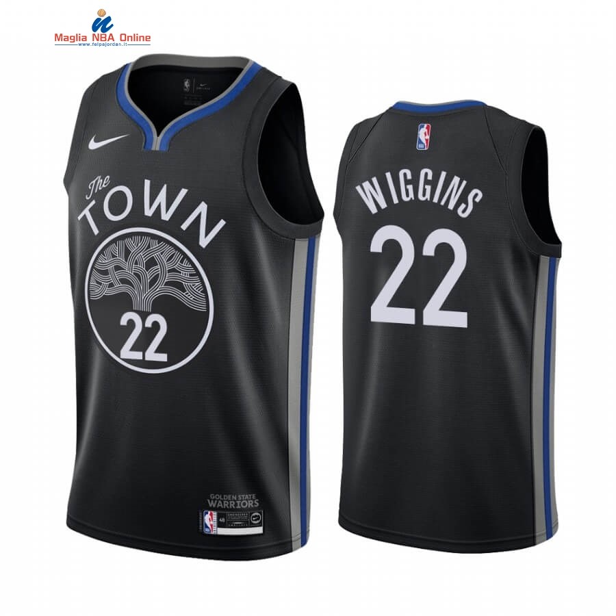 Maglia NBA Nike Golden State Warriors #22 Andrew Wiggins Nike Nero Città 2019-20 Acquista