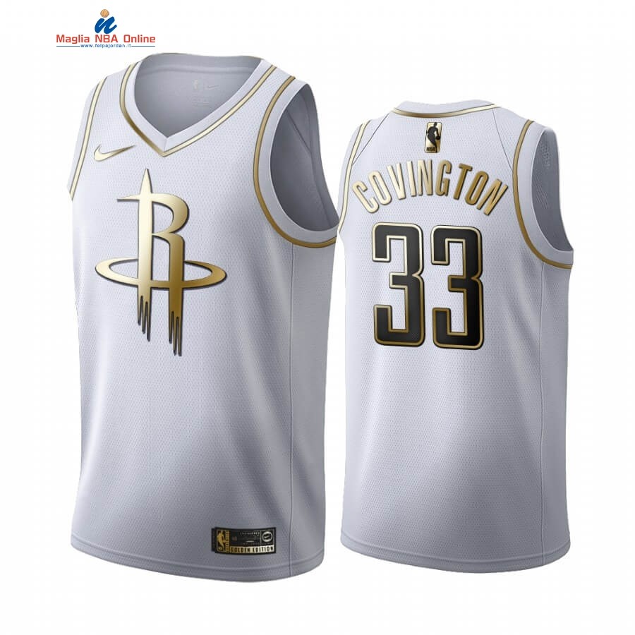 Maglia NBA Nike Houston Rockets #33 Robert Covington Bianco Oro Acquista