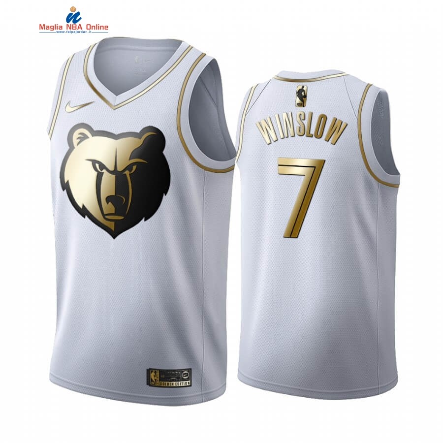 Maglia NBA Nike Menphis Grizzlies #7 Justise Winslow Bianco Oro 2019-20 Acquista