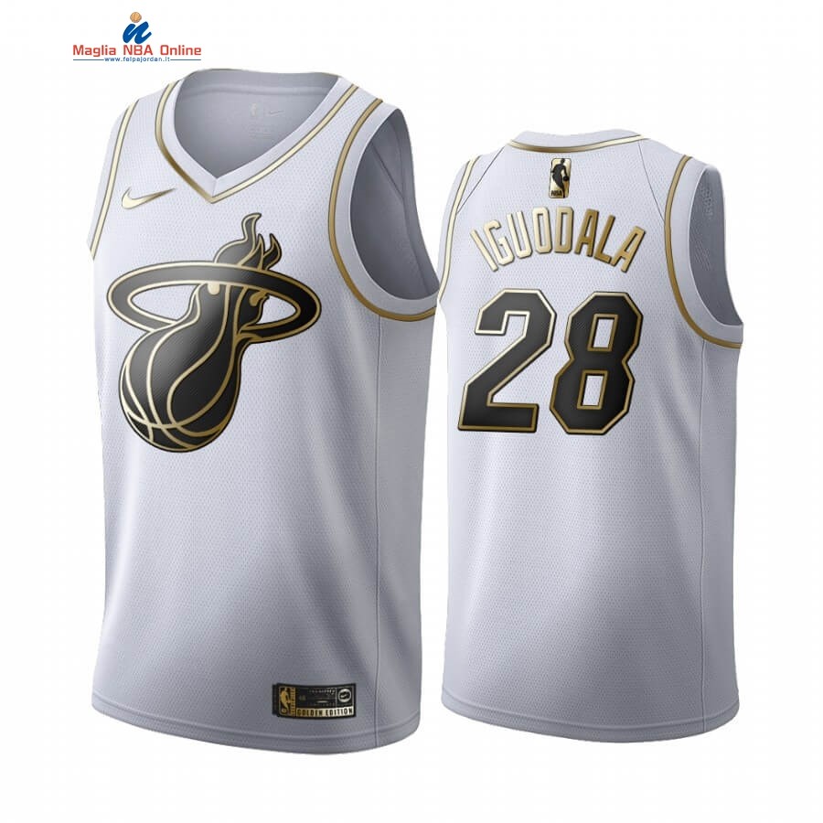 Maglia NBA Nike Miami Heat #28 Andre Iguodala Bianco Oro 2019-20 Acquista