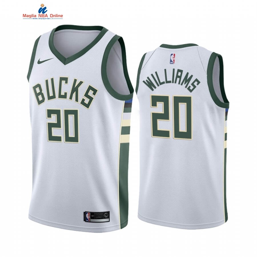 Maglia NBA Nike Milwaukee Bucks #20 Marvin Williams Bianco Association 2019-20 Acquista