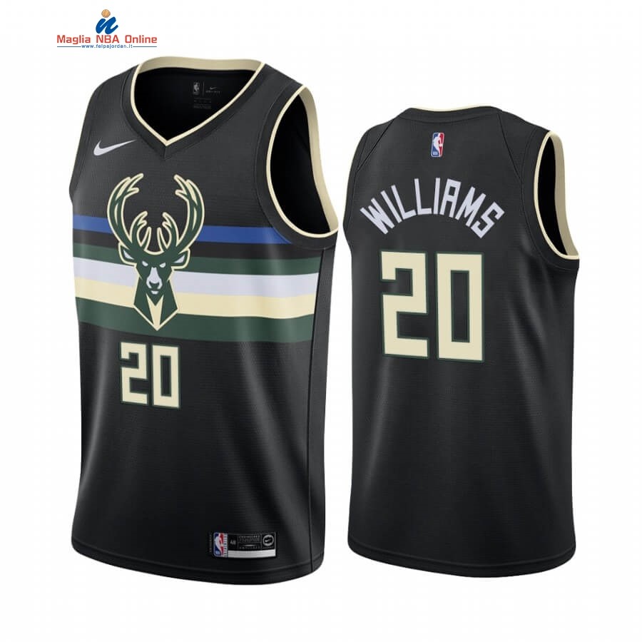 Maglia NBA Nike Milwaukee Bucks #20 Marvin Williams Nero Statement 2019-20 Acquista
