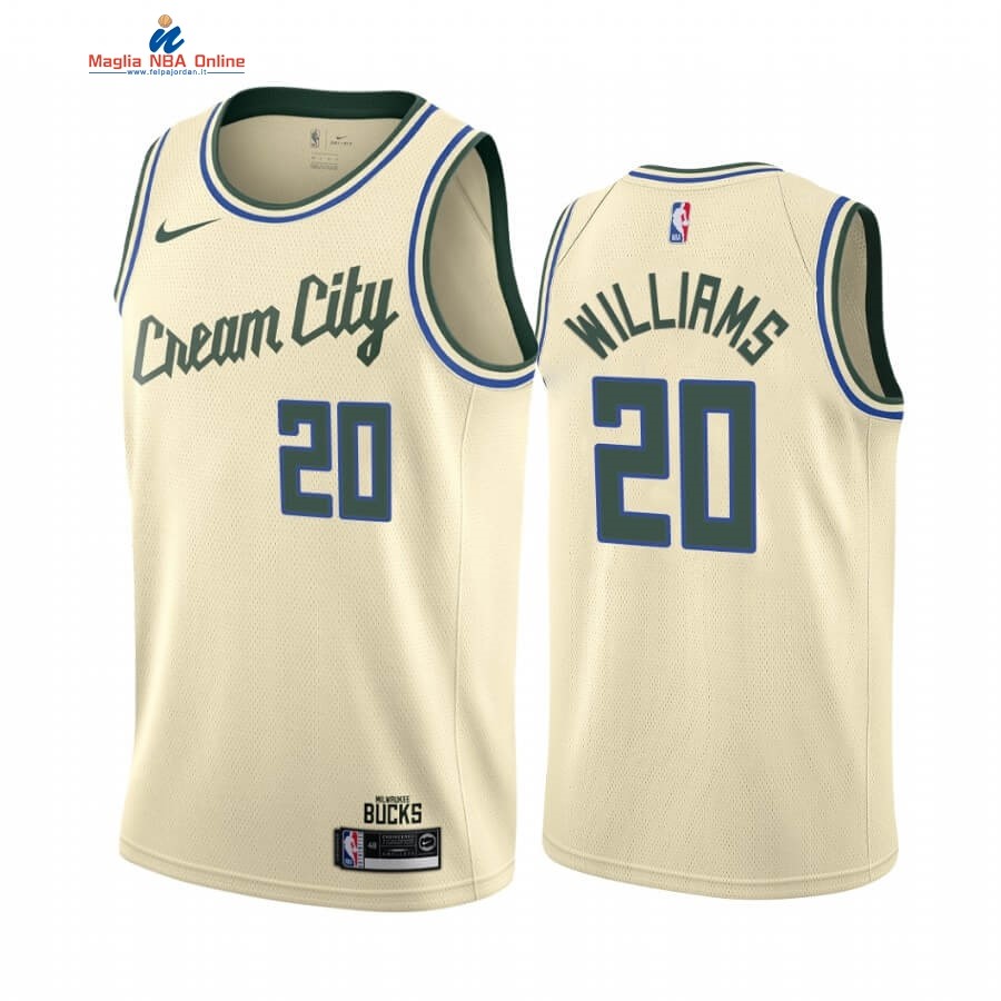 Maglia NBA Nike Milwaukee Bucks #20 Marvin Williams Nike Crema Città 2019-20 Acquista