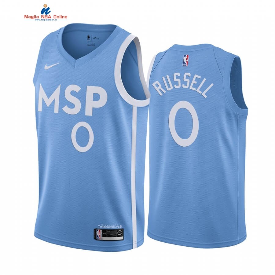 Maglia NBA Nike Minnesota Timberwolves #0 D'angelo Russell Nike Blu Città 2019-20 Acquista