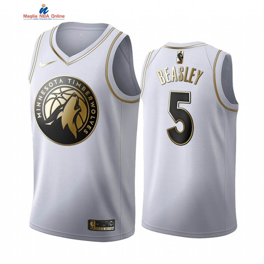 Maglia NBA Nike Minnesota Timberwolves #5 Malik Beasley Blanc Oro 2019-20 Acquista