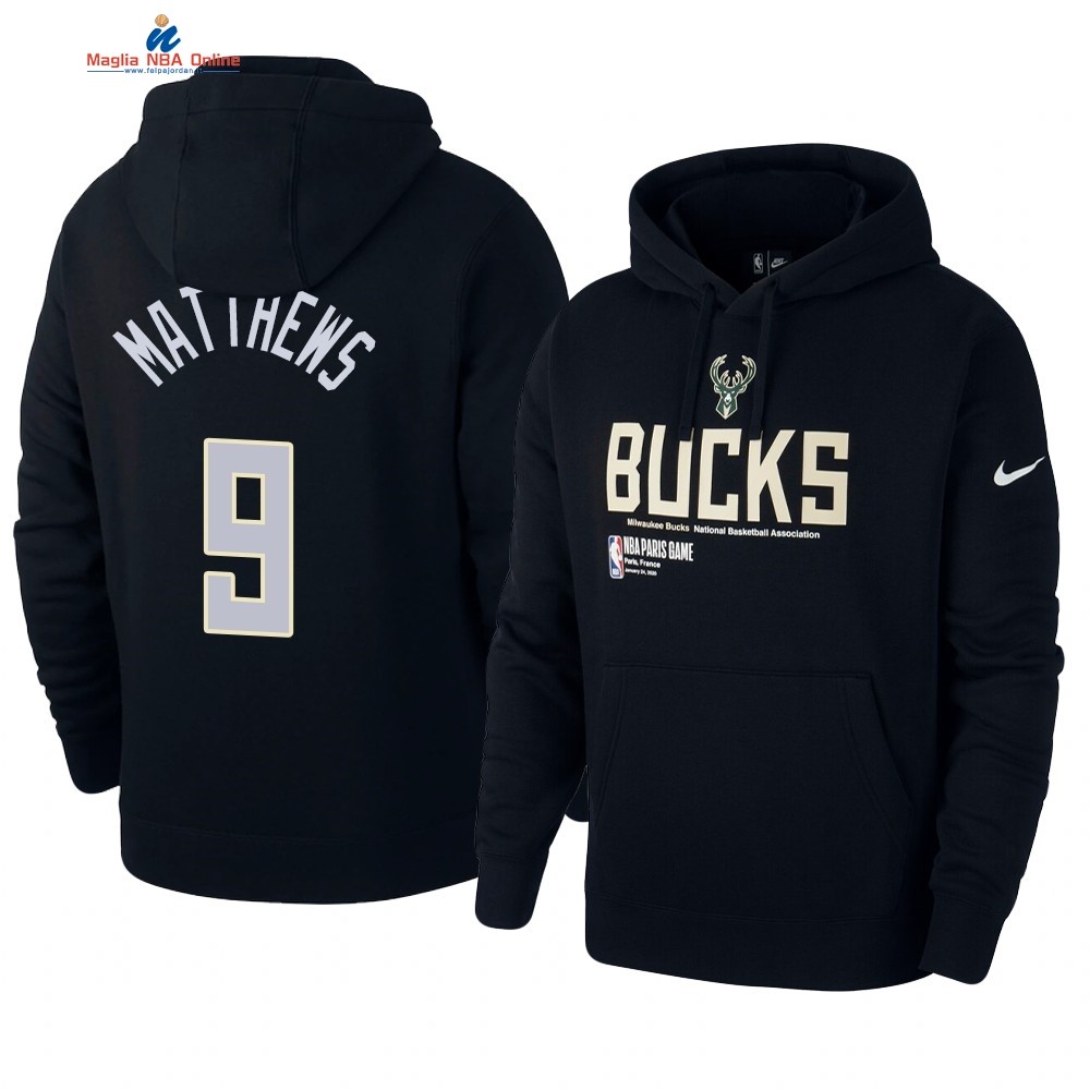 Felpe Con Cappuccio NBA Milwaukee Bucks #9 Wesley Matthews Nero Acquista