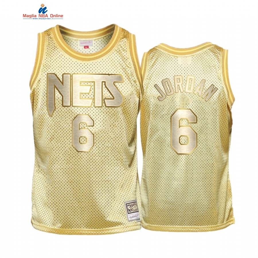 Maglia NBA Bambino Brooklyn Nets Midas #6 Deandre Jordan Oro Hardwood Classics Acquista